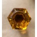 Original Victorian Hexagonal Glass Cupboard Knobs - Amber – Flat Collar Fixing - Set/10
